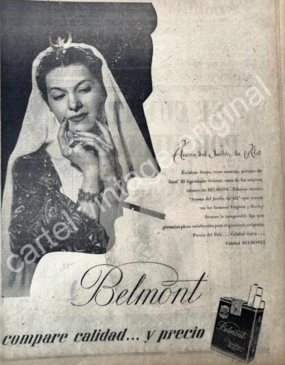 CARTEL ANTIGUO ORIGINAL DE CIGARROS BELMONT 1947 JARDIN DE ALA /8