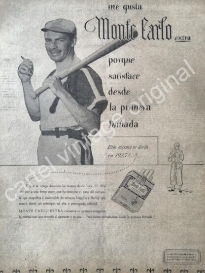 CARTEL ANTIGUO ORIGINAL DE CIGARROS MONTECARLO 1947 /8