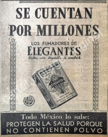 CARTEL ANTIGUO ORIGINAL DE CIGARROS ELEGANTES. EL BUEN TONO. 1947