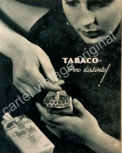 CARTEL ANTIGUO ORIGINAL DE CIGARROS MONTECARLO 1930s PERO DISTINTO