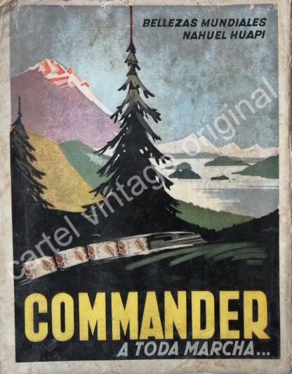 CARTEL ANTIGUO ORIGINAL DE CIGARROS COMMANDER 1941 / RARO