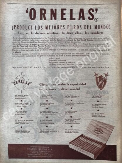 CARTEL ANTIGUO ORIGINAL DE PUROS ORNELAS 1970s CIGARROS OBREGON /7