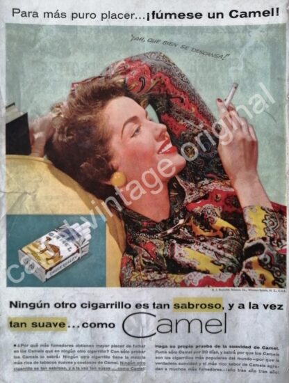 CARTEL ANTIGUO ORIGINAL DE CIGARROS CAMEL 1950s /CIGARRERA REYNOLDS