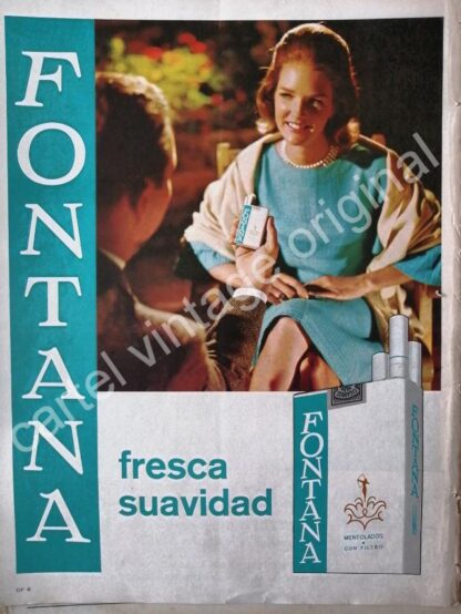 CARTEL ANTIGUO ORIGINAL DE CIGARROS FONTANA MENTOLADOS 1967 /RARO