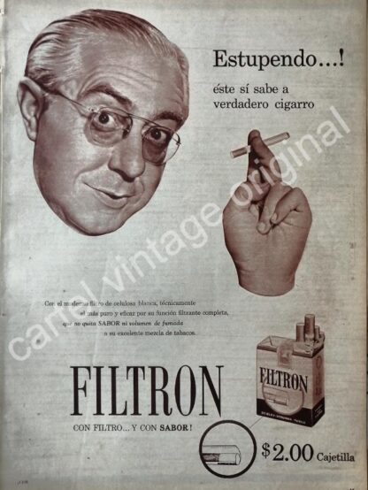 CARTEL ANTIGUO ORIGINAL DE CIGARROS FILTRON 1956 /3