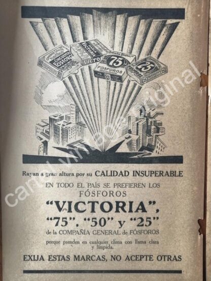 CARTEL ANTIGUO ORIGINAL DE 3 AFICHES DE FOSFOROS 1927 - Imagen 4