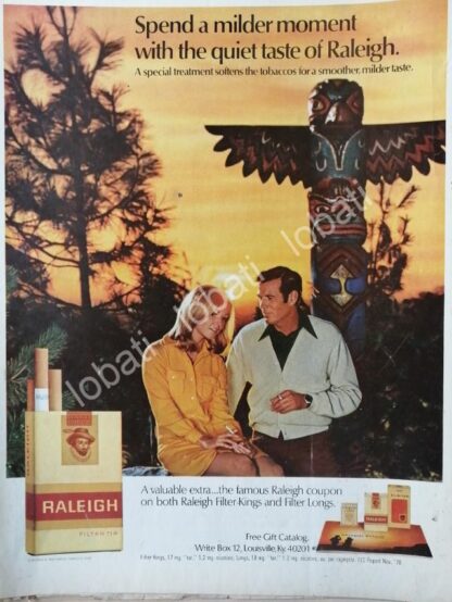 CARTEL ANTIGUO ORIGINAL DE CIGARROS RALEIGH 1970 /T271