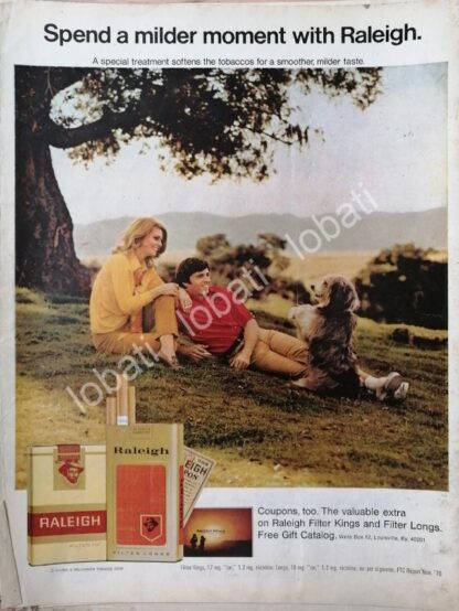 CARTEL ANTIGUO ORIGINAL DE CIGARROS RALEIGH 1970 /T270