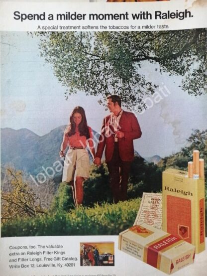 CARTEL ANTIGUO ORIGINAL DE CIGARROS RALEIGH 1970 /T267