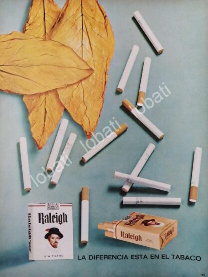 CARTEL ANTIGUO ORIGINAL DE CIGARROS RALEIGH 1964 /T261 / RARO