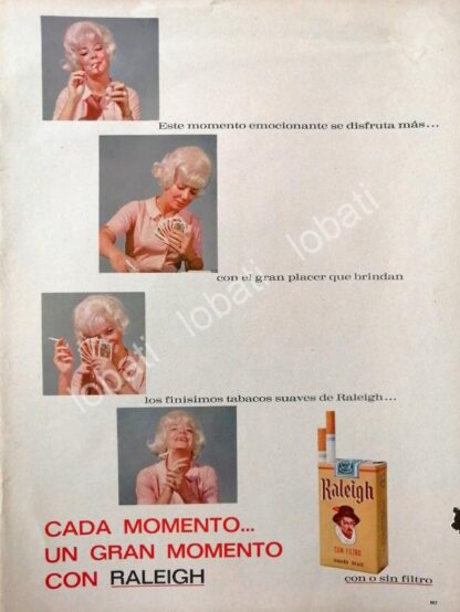 CARTEL ANTIGUO ORIGINAL DE CIGARROS RALEIGH 1963 /T256