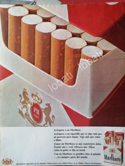 CARTEL ANTIGUO ORIGINAL DE CIGARROS MARLBORO 1960s /T238