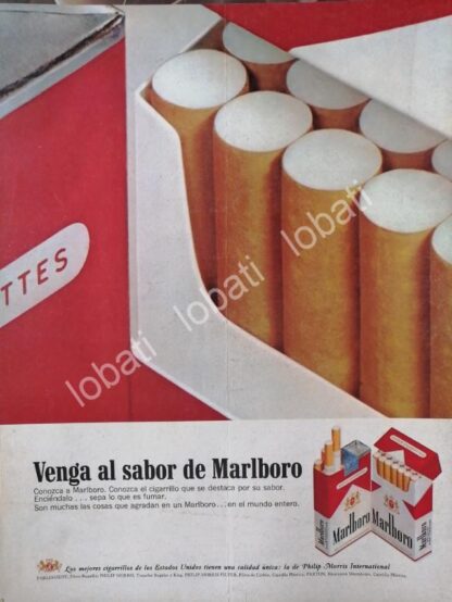 CARTEL ANTIGUO ORIGINAL DE CIGARROS MARLBORO 1960s /T252