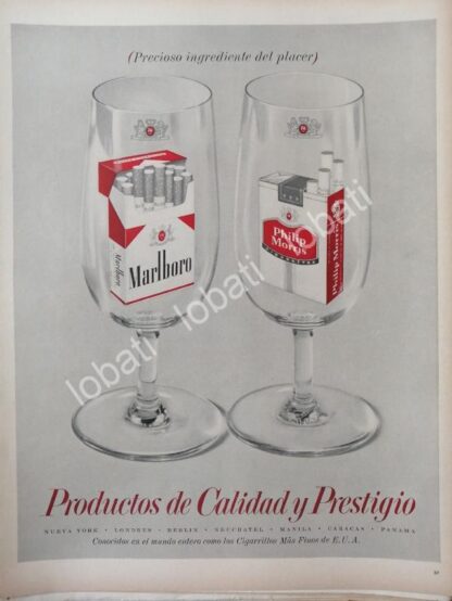 CARTEL ANTIGUO ORIGINAL DE CIGARROS MARLBORO 1960s /T237