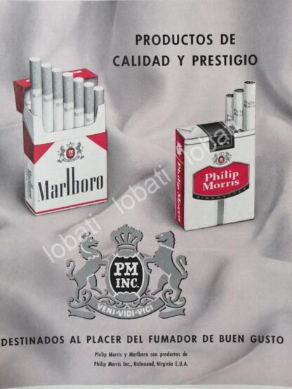 CARTEL ANTIGUO ORIGINAL DE CIGARROS MARLBORO 1960s /T235