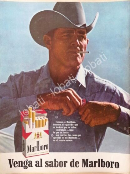 CARTEL ANTIGUO ORIGINAL DE CIGARROS MARLBORO 1960s /T251