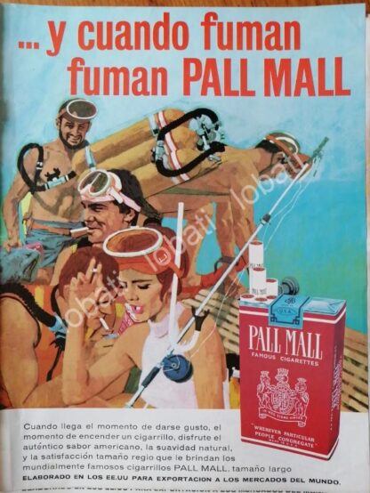 CARTEL ANTIGUO ORIGINAL DE SET DE 3 AFICHES CIGARROS PALL MALL 1964 /T227 - Imagen 4