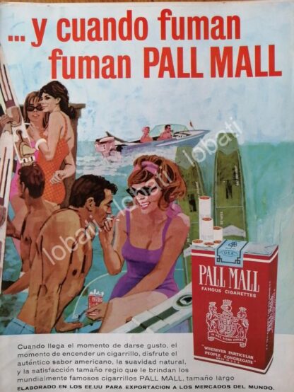 CARTEL ANTIGUO ORIGINAL DE SET DE 3 AFICHES CIGARROS PALL MALL 1964 /T227 - Imagen 2