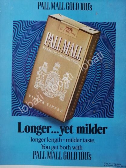 CARTEL ANTIGUO ORIGINAL DE CIGARROS PALL MALL 100s 1970 /T226