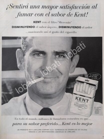 CARTEL ANTIGUO ORIGINAL DE CIGARROS KENT 1960s /20