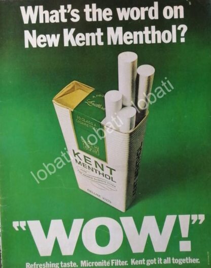 CARTEL ANTIGUO ORIGINAL DE CIGARROS KENT MENTHOL 1970 /12