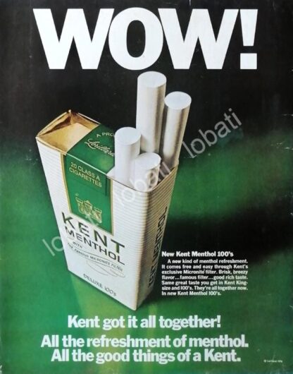 CARTEL ANTIGUO ORIGINAL DE CIGARROS KENT MENTHOL 1970 /11