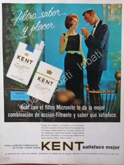 CARTEL ANTIGUO ORIGINAL DE CIGARROS KENT 1960s /8