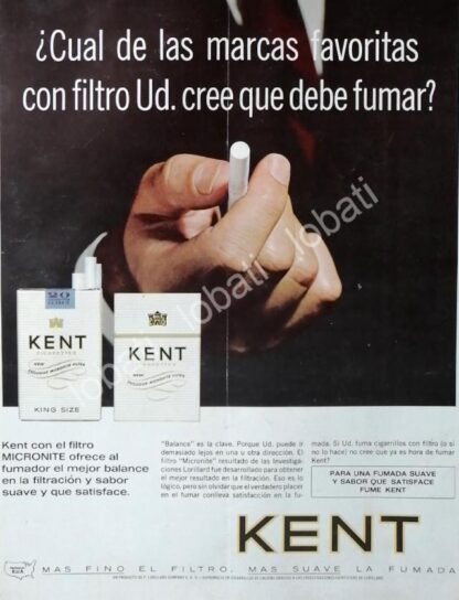 CARTEL ANTIGUO ORIGINAL DE CIGARROS KENT 1964 /5