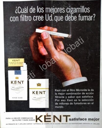 CARTEL ANTIGUO ORIGINAL DE CIGARROS KENT 1964 /3