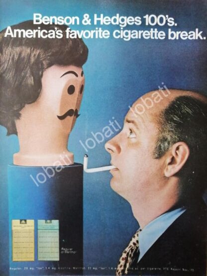 CARTEL ANTIGUO ORIGINAL DE CIGARROS BENSON & HEDGES 1970 /4