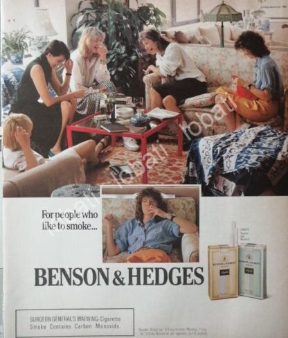 CARTEL ANTIGUO ORIGINAL DE CIGARROS BENSON & HEDGES 1989