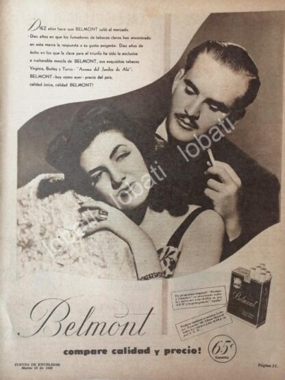 CARTEL ANTIGUO ORIGINAL DE LA XEW PRESENTA CIGARROS BELMONT 1948 / RARO