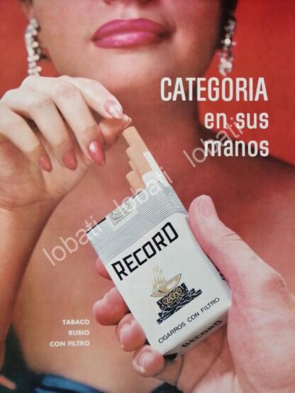 CARTEL ANTIGUO ORIGINAL DE CIGARROS RECORD 1960s / RARO