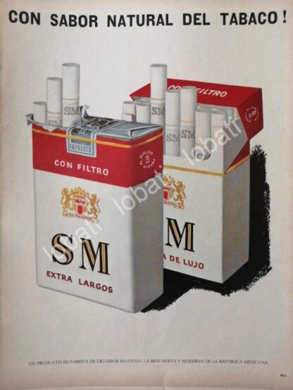 CARTEL ANTIGUO ORIGINAL DE CIGARROS SM, CIGARRERA BALOYAN 1966