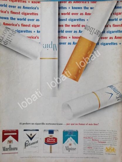 CARTEL ANTIGUO ORIGINAL DE TABACALERA PHILIP MORRIS Y SUS PRODUCTOS 1960 /4