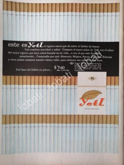 CARTEL ANTIGUO ORIGINAL DE CIGARROS YETL 1960s /2