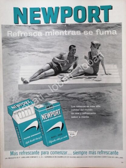 CARTEL ANTIGUO ORIGINAL DE CIGARROS NEWPORT 1960s /3