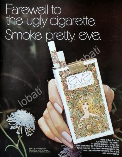 CARTEL ANTIGUO ORIGINAL DE CIGARROS EVE 1960s / RARO