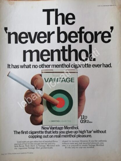 CARTEL ANTIGUO ORIGINAL DE CIGARROS VANTAGE 1970 /2