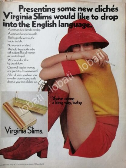 CARTEL ANTIGUO ORIGINAL DE CIGARROS VANTAGE VIRGINIA SLIMS 1970