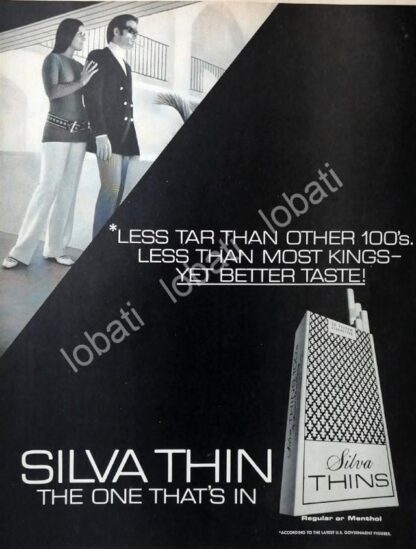 CARTEL ANTIGUO ORIGINAL DE CIGARROS SILVA THINS 1971