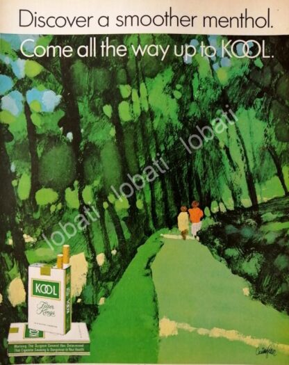 CARTEL ANTIGUO ORIGINAL DE CIGARROS KOOL 1971 PUBLICIDAD ARTISTICA / RARO