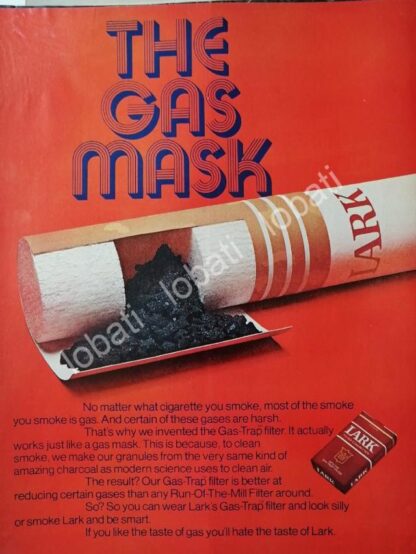 CARTEL ANTIGUO ORIGINAL DE CIGARROS LARK - GAS TRAP 1970