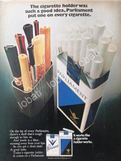 CARTEL ANTIGUO ORIGINAL DE CIGARROS PARLIAMENT 100s /3 1970