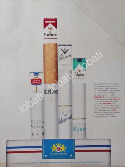 CARTEL ANTIGUO ORIGINAL DE TABACALERA PHILIP MORRIS Y SUS PRODUCTOS 1960