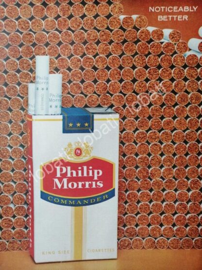 CARTEL ANTIGUO ORIGINAL DE CIGARROS PHILIP MORRIS COMMANDER 1950s