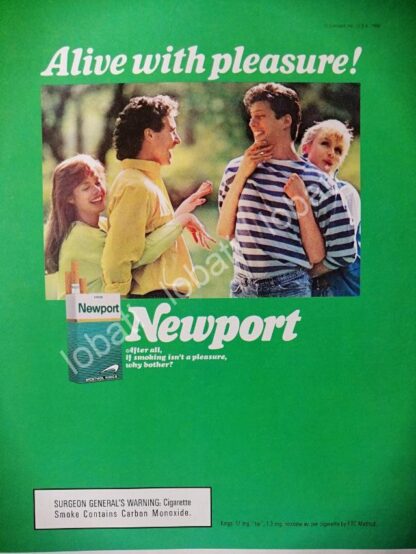 CARTEL ANTIGUO ORIGINAL DE CIGARROS NEWPORT MENTHOL 199