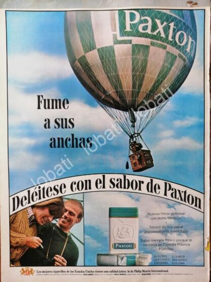 CARTEL ANTIGUO ORIGINAL DE CIGARROS PAXTON 1964 FUME A SUS ANCHAS