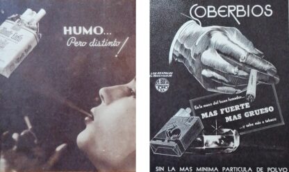 CARTEL ANTIGUO ORIGINAL DE SET DE 3 CARTELES CIGARROS DE LOS AÑOS 40s - Imagen 2