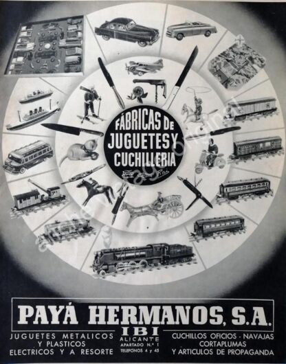 CARTEL ANTIGUO ORIGINAL DE JUGUETES PAYA HERMANOS, ESPAÑA-MEXICO 1955 / raro